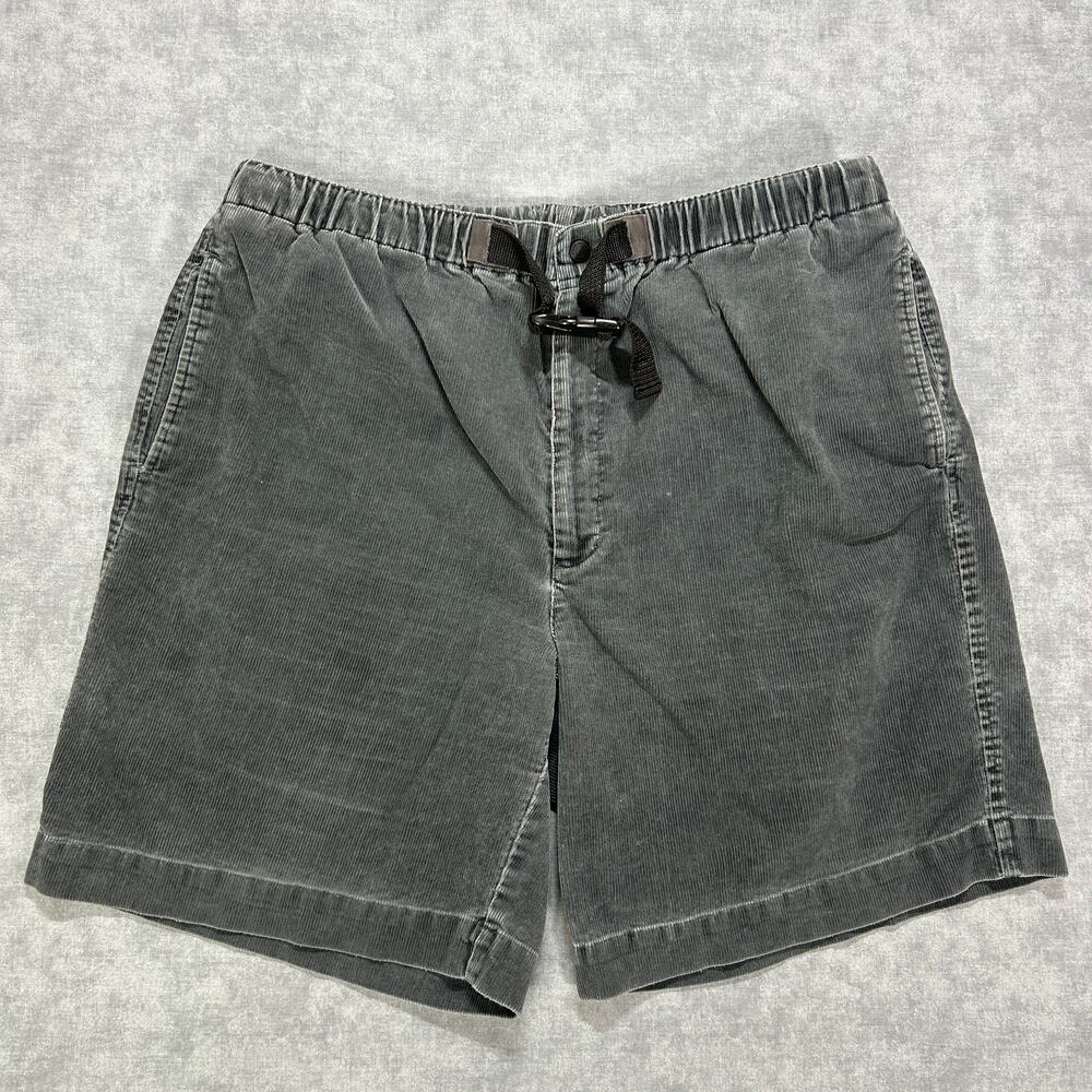 Vintage 2000s Eddie Bauer Corduroy Shorts Mens XXL Charcoal Grey Belted Y2K